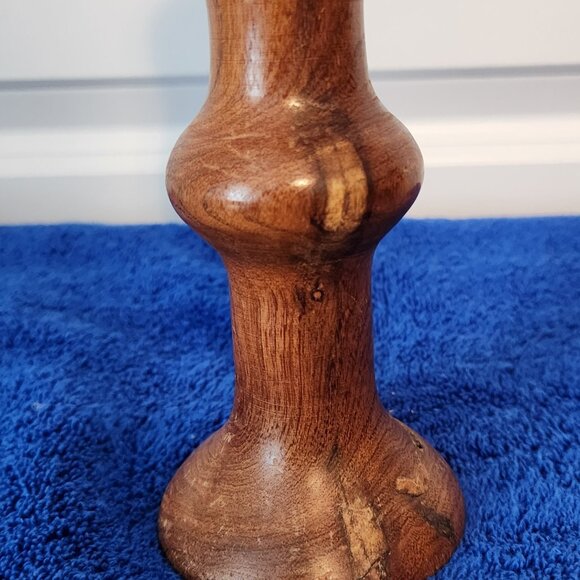 Vintage Hand Carved 9.5" tall Mesquite Candle Holder - Picture 5 of 5